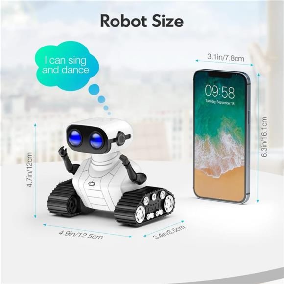 Robot Toys, Rechargeable RC Robot, Remote Control Toy w/ Music & LED Eyes - Picture 6 of 6